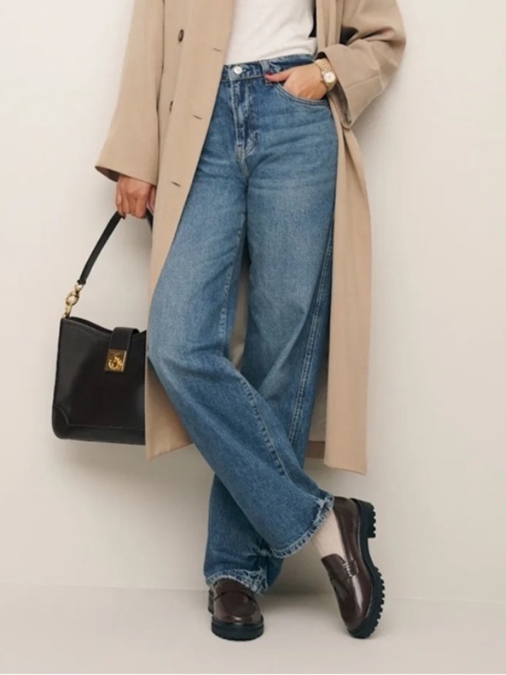 Reformation Agathea Chunky Loafers in Espresso Leather - Picture 2 of 8
